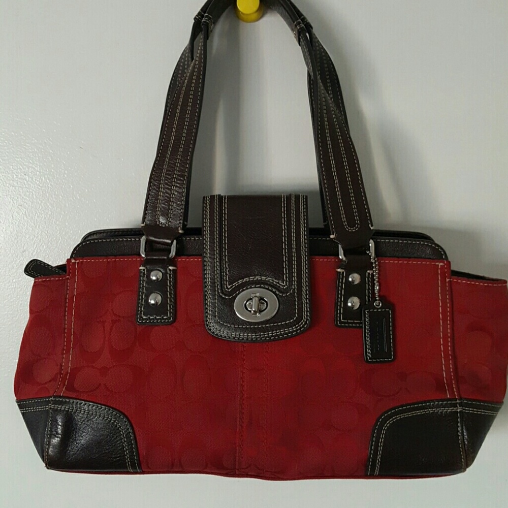Red Coach handbag